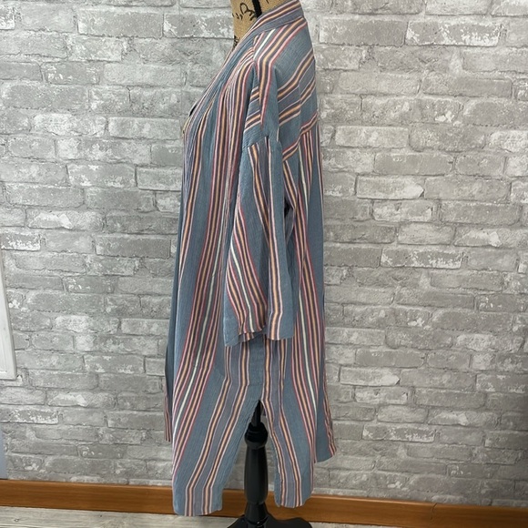 Madewell Striped Long Sleeve Open Cotton Robe Jacket Cardigan - Picture 4 of 11